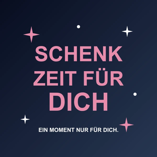 Flache Motivansicht: Schenk Zeit für dich in Rosé und Weiß